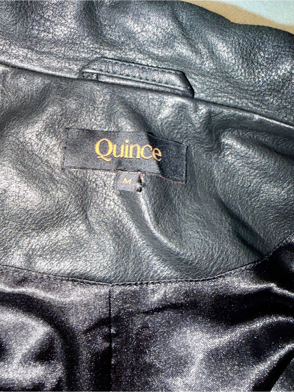 QUINCE “100% Leather Oversized Biker Jacket”
 - Size: M in BLACK - Picture 5 of 11